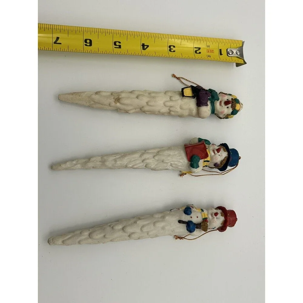 Vintage Holiday Snowmen  Set of 3 Icicles Ornament Christmas Decor